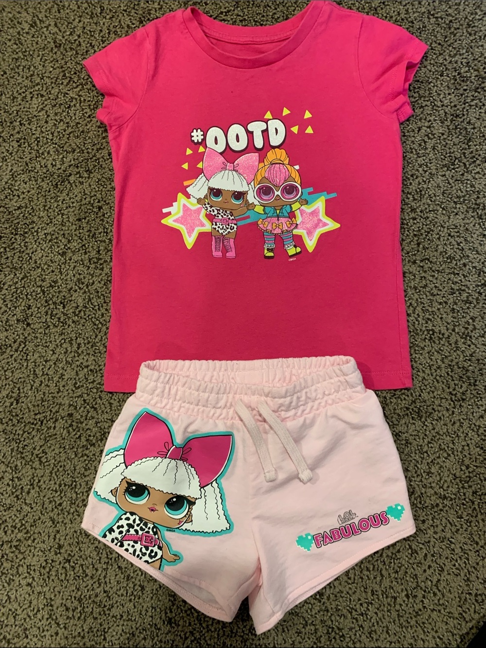 💥2/$30💥L.O.L. Surprise! Size 5 Hot Pink T-shirt and Light Pink Shorts Set